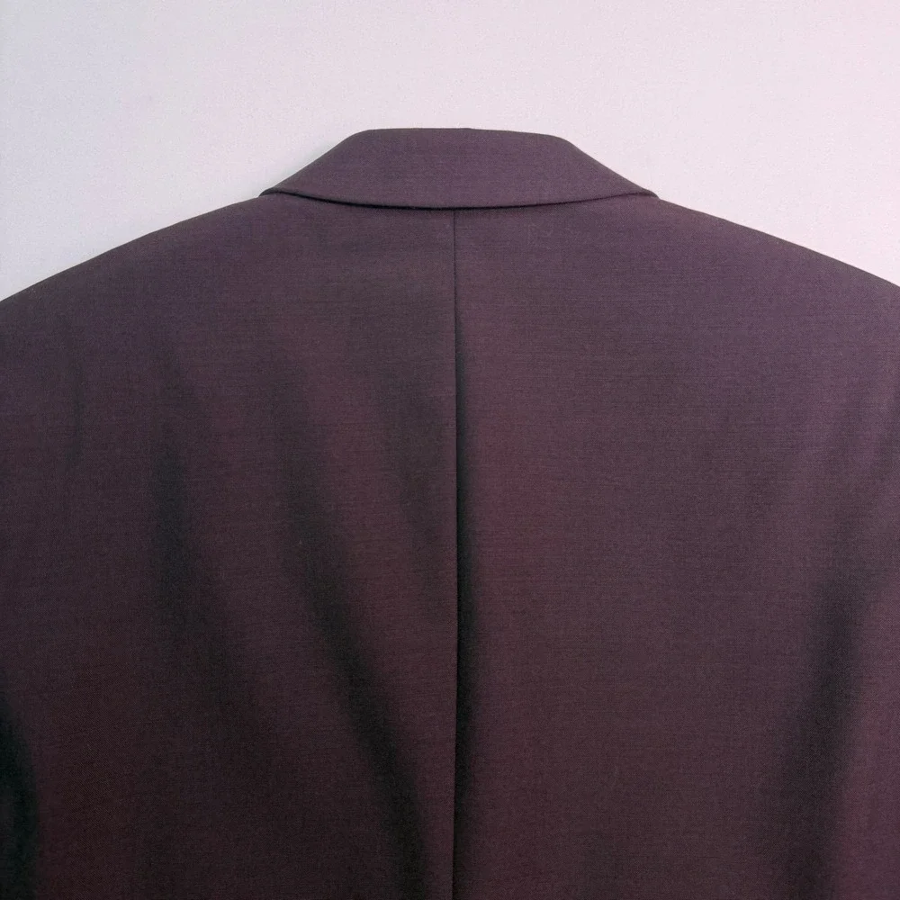 Bar III Mens Blazer Jacket‎ 40L Slim Fit Solid Deep Burgundy 2 Button Sport Coat
